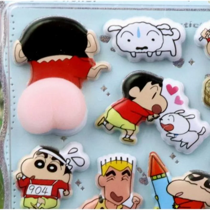 

New Hot 3D Thickened soft and cute butt pinchable stress relief sticker, children's cartoon Crayon Shin-chan decorative sticker