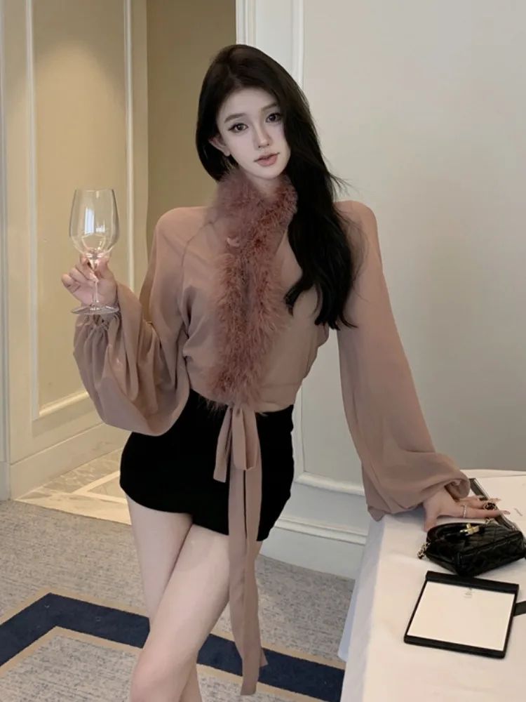 

Свитера Джемперы Пуловеры Женская Верхняя одежда Легкие многослойные сексуальные Y2K Lady OL Работа Бизнес Профессиональные поездки на работу Осень