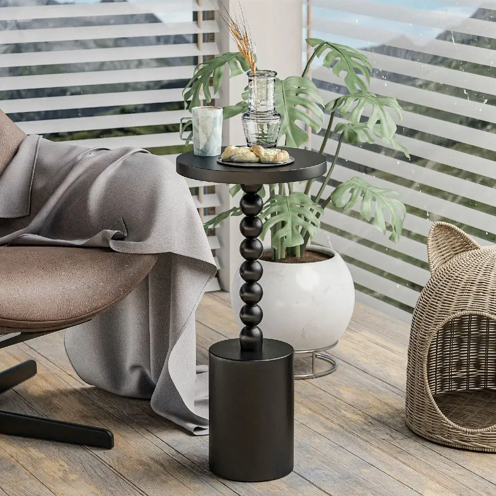 

COZAYH Small Pedestal End Table For Small Spaces, Modern Drink Table With Base, Round Martini Table For Small Space Living Room