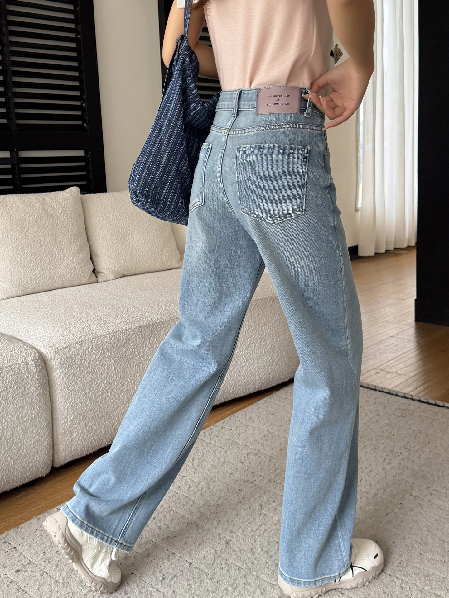 

Синие джинсы скинни с высокой талией, прямые, свободные, удлиненные, широкие брюки для женщин, модный тренд весеннего сезона