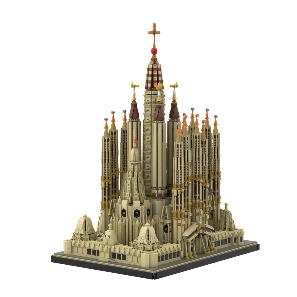 Moc ชุดบล็อกตัวต่อพระราชวังสเปน Sagrada Familia สไตล์สเปนบ้านโบสถ์บ้านอิฐที่อยู่อาศัยของเล่นแบบทำมือของขวัญสำหรับเด็กวันเกิดเด็ก