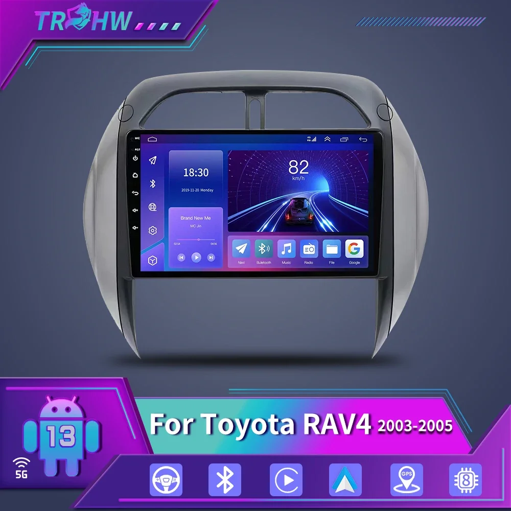 

For TOYOTA RAV4 2003- 2005 GPS Navigation 4G Wifi Carplay Auto 2din Android 13 Car Radio Multimedia Player