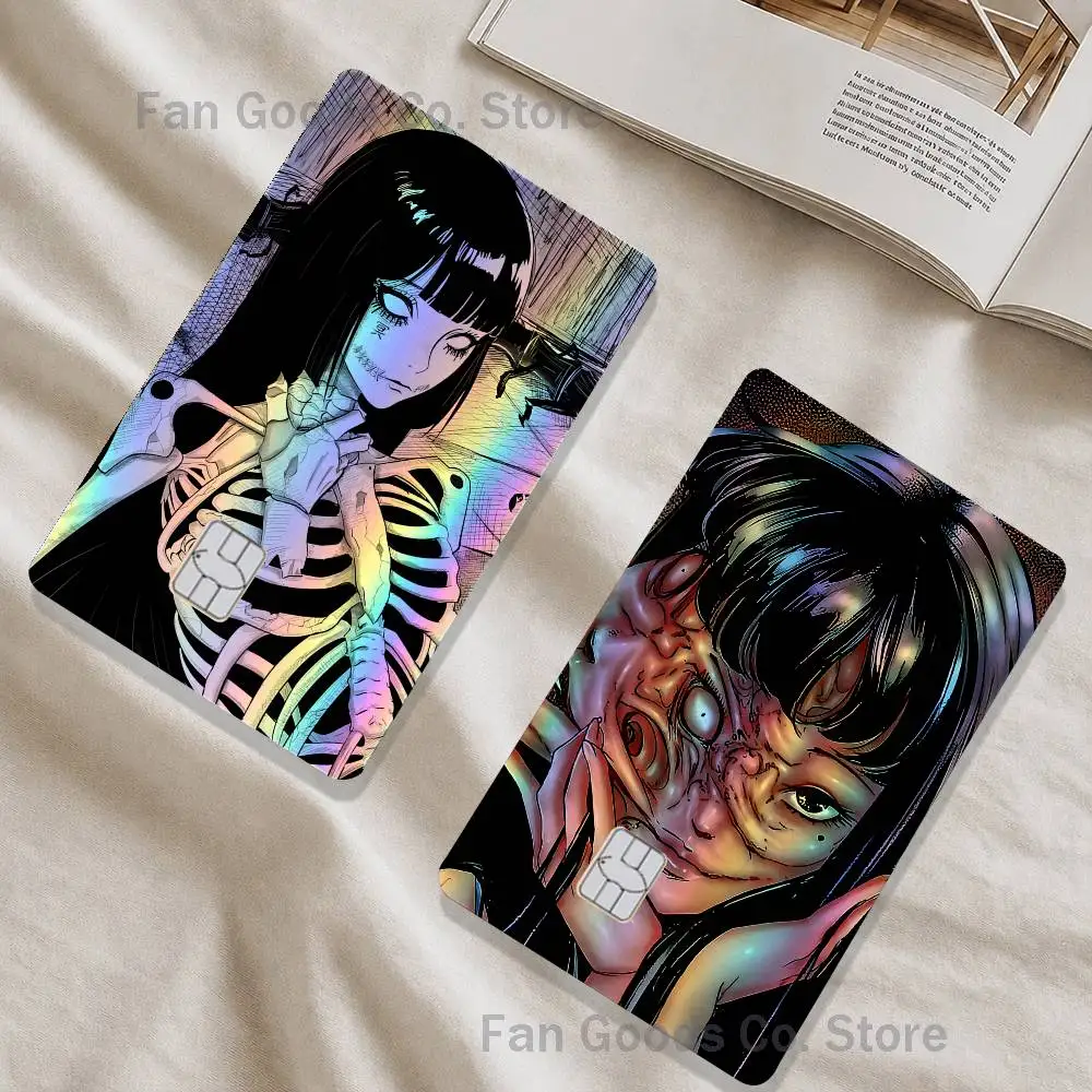 Comics T-Tomie J-Junji I-Ito Laser shimmer Credit Card Skin Party Stickers for Visa Bank Card Bus Metro Access Card Decal Gift