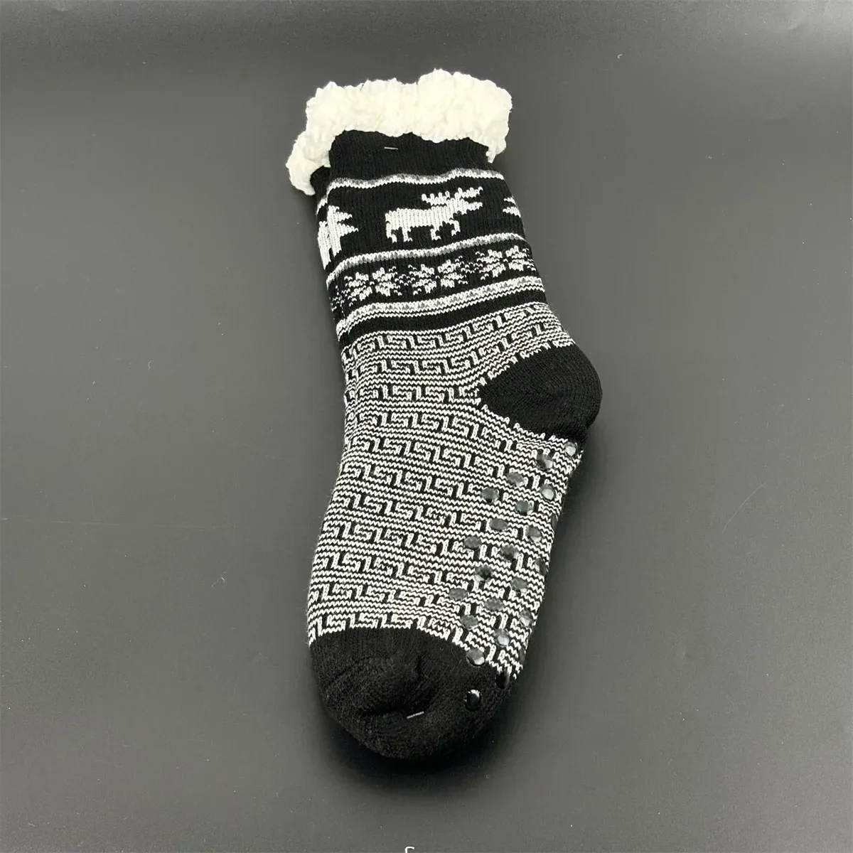 Fuzzy Sock Warm Christmas House Fluffy Slipper Sock men Winter Contton thick Plush Soft non Slip Floor Grip Funny male snowflake