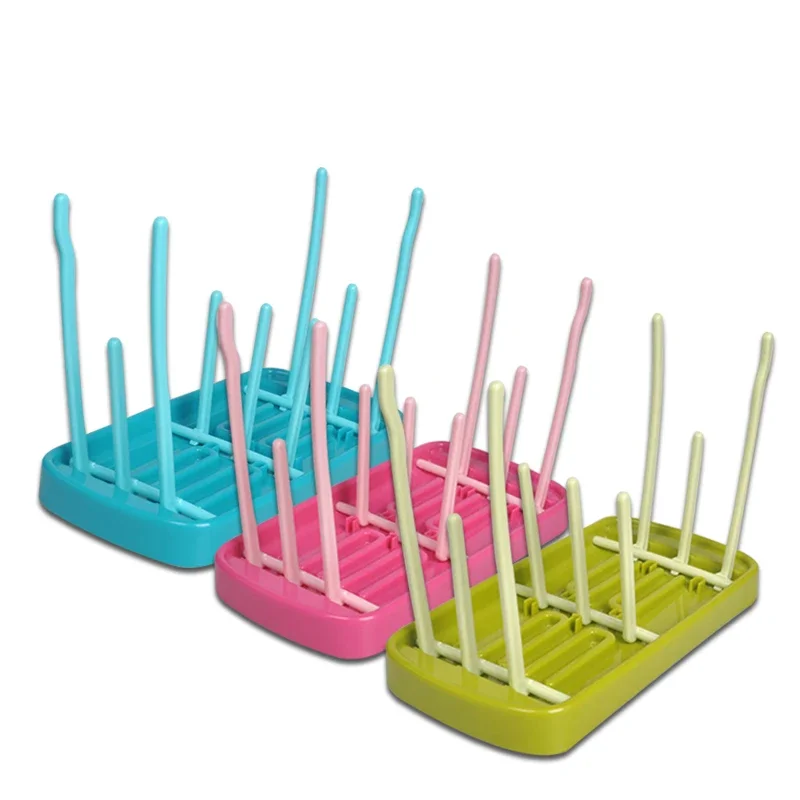 Estante para secar botellas, estantes de secado para drenaje de biberones, secador de limpieza de biberones azul y rosa, escurridor, estante de secado de almacenamiento