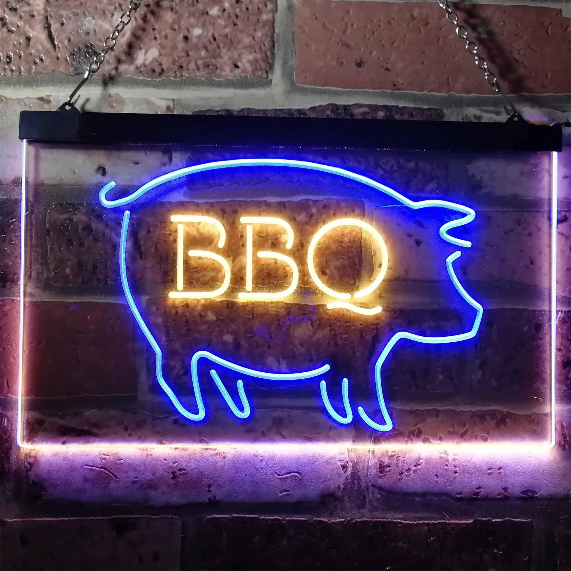 

BBQ Restaurant with Pig Dual Color Led Neon Sign st6-i3161