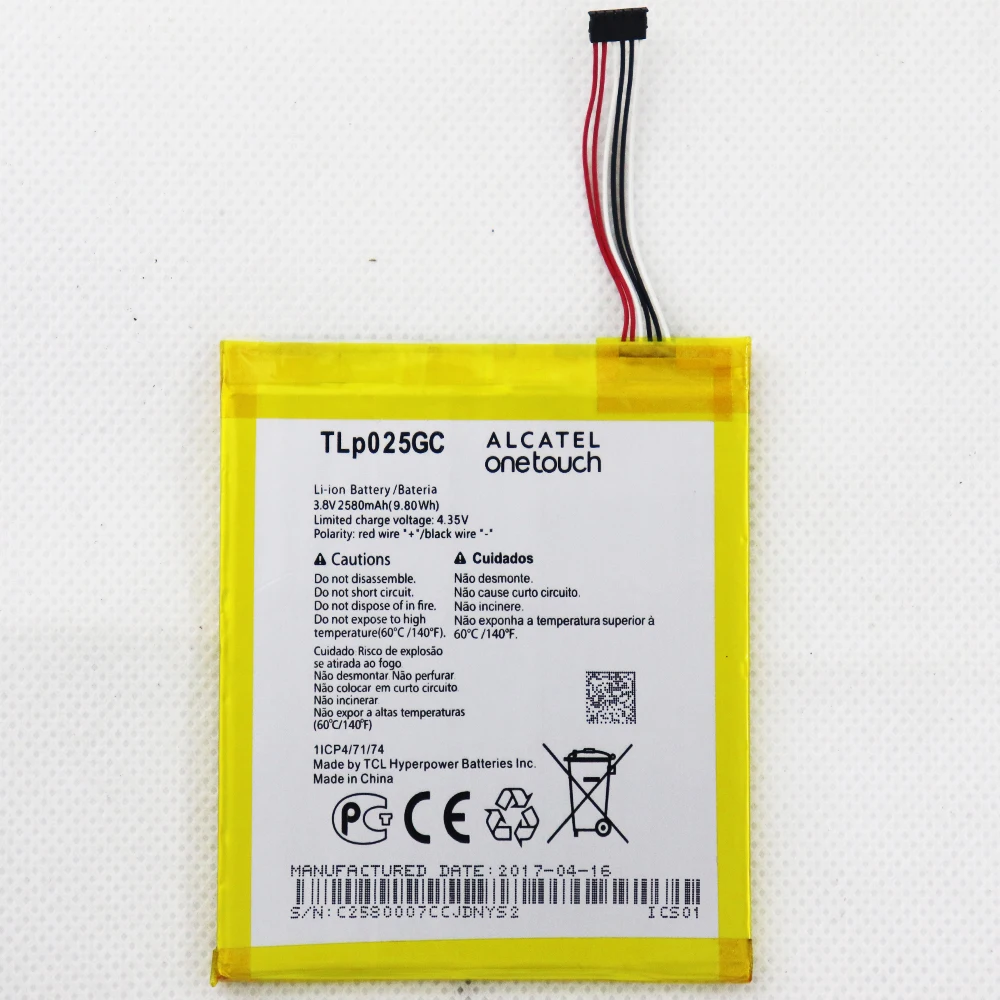 

2580mAh TLP025GC Replacement Battery Battery Batterij For Alcatel Pixi 4 7" 7.0 OT-8063 9003X 9003A