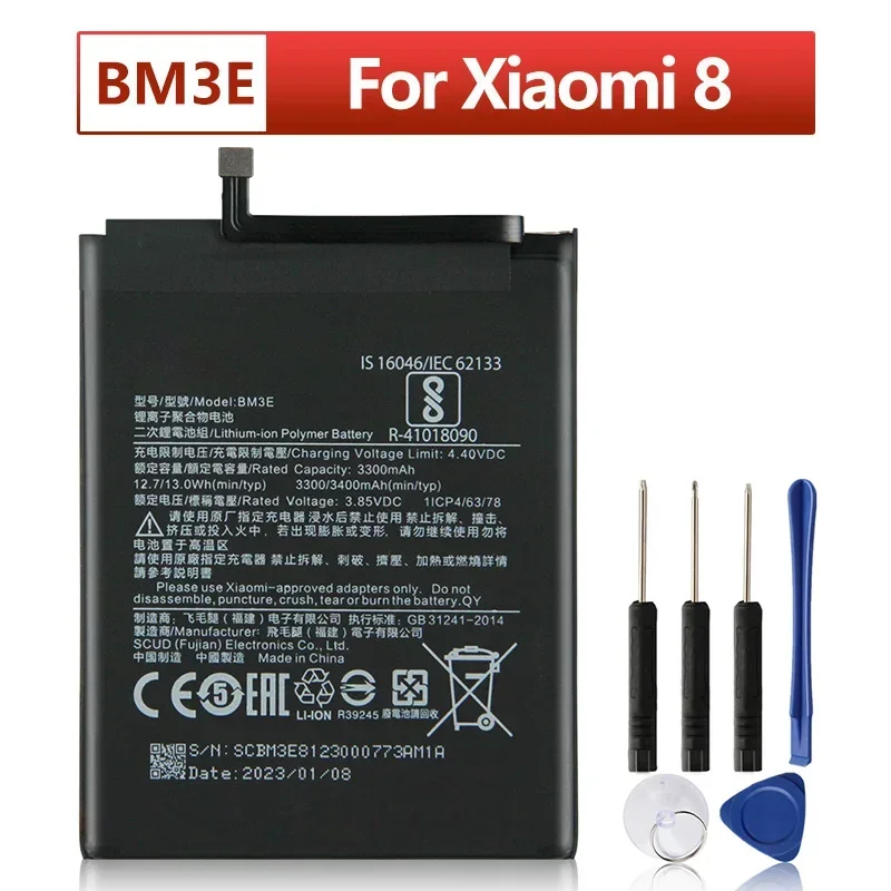 

BM3E Replacement Phone Battery For Xiaomi 8 MI8 M8 MI 8 Phone Battery 3400mAh