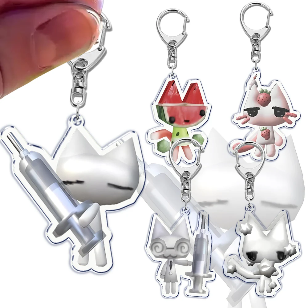 Lovely Inoue Toro CUTE Cat Acrylic Cartoon Cat Keychain with Lobster Clasp, Animal Theme Key Ring, Decorative Bag Pendant