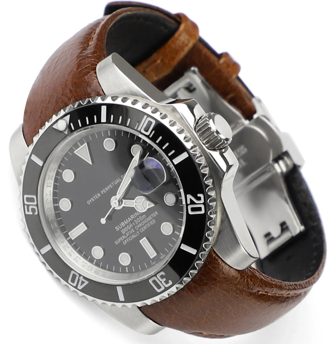 НОВЫЙ ремешок из натуральной кожи с изогнутым концом 20 мм для Rolex Daytona, Submariner, GMT-Master, коричневый ремешок для часов в стиле ретро