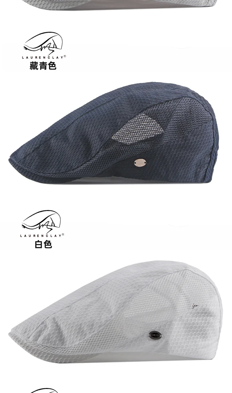 Männer Frauen Atmungsaktive Mesh Sommer Hut Zeitungsjunge Baskenmütze Ivy Cap Cabbie Flache Kappe Einstellbar Vintage Stil – Detail 16