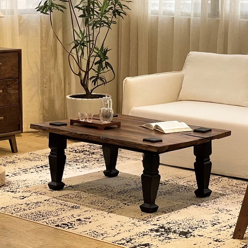 Wabi wind room low coffee table solid wood medieval rectangular coffee table B B elm coffee