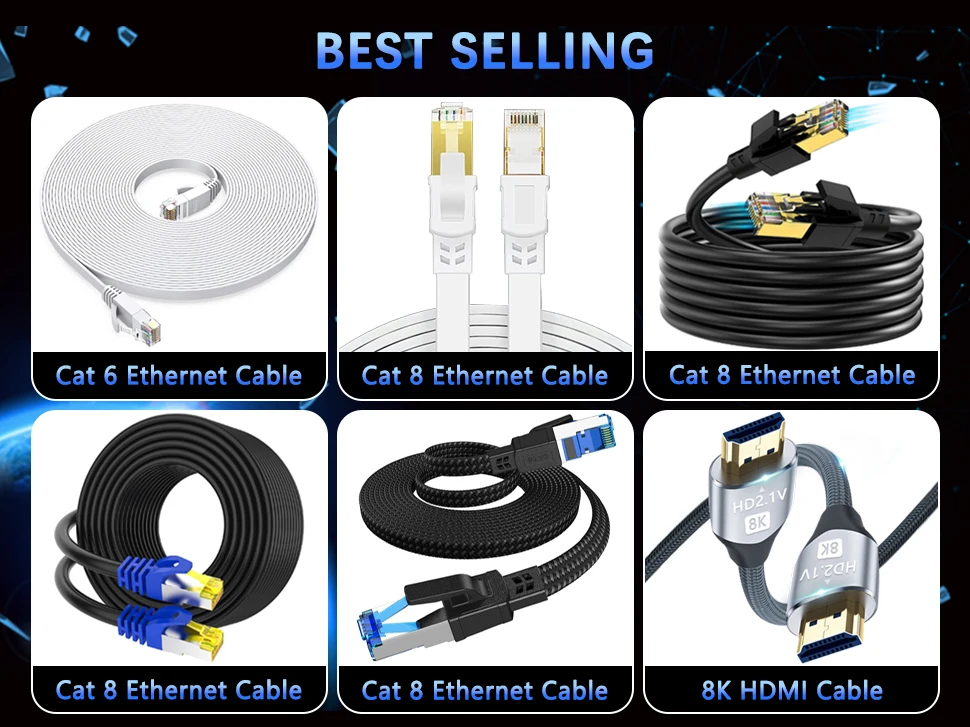 Cat 8 Ethernet-Kabel 40Gbps 2000MHz SSTP RJ45 Outdoor & Indoor Hochgeschwindigkeits-Netzwerk-Patchkabel für Zuhause und Büro – Detail 1