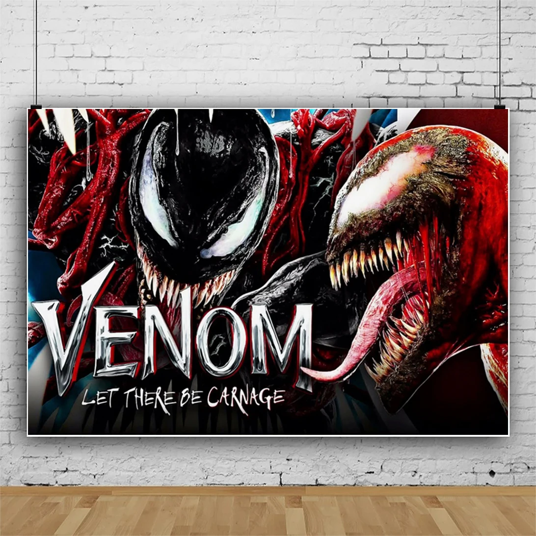 Venom Theme Birthday Background Adult Child Birthday Party Decoration Supplies Baby Shower Backdrop Photography Props 2024