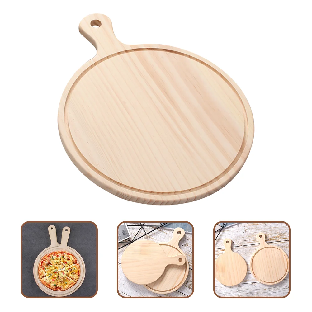 22 Wooden Pizza Board Round With Hand Baking Tray Cutting Platter Cake Bakeware Tools Oven Diameter board with Stone Sliding