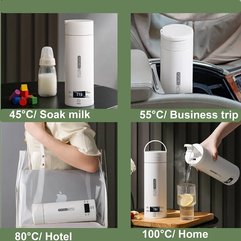 500ml Outdoor Electric Kettle Portable Tea Coffee Thermos Cup With Temperature Regulating Kettle Smart Office Electric Cup 220V