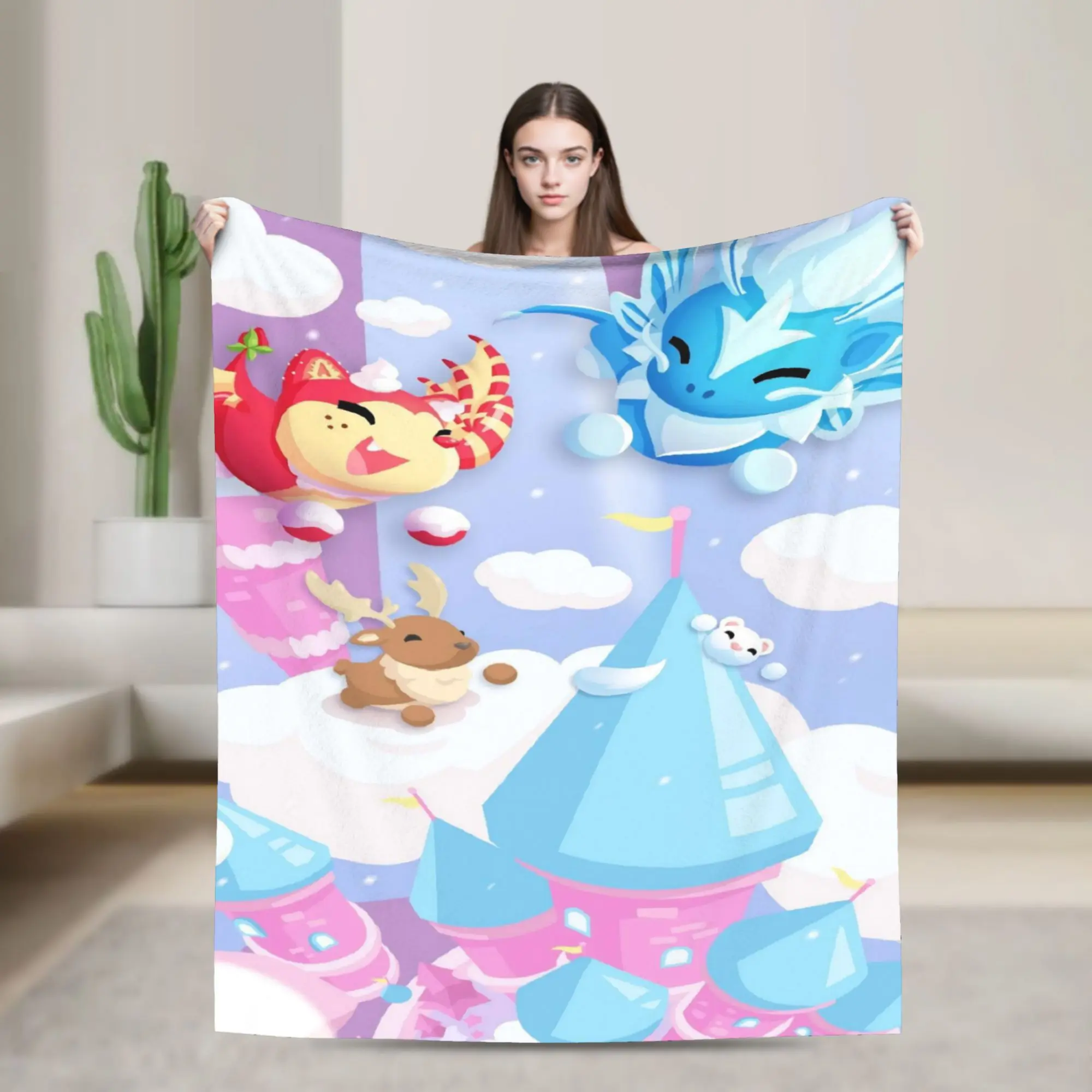 Adopt Me cartoon game Blankets Flannel  Cozy Super Soft Throw Blanket for Bedding Bedspreads