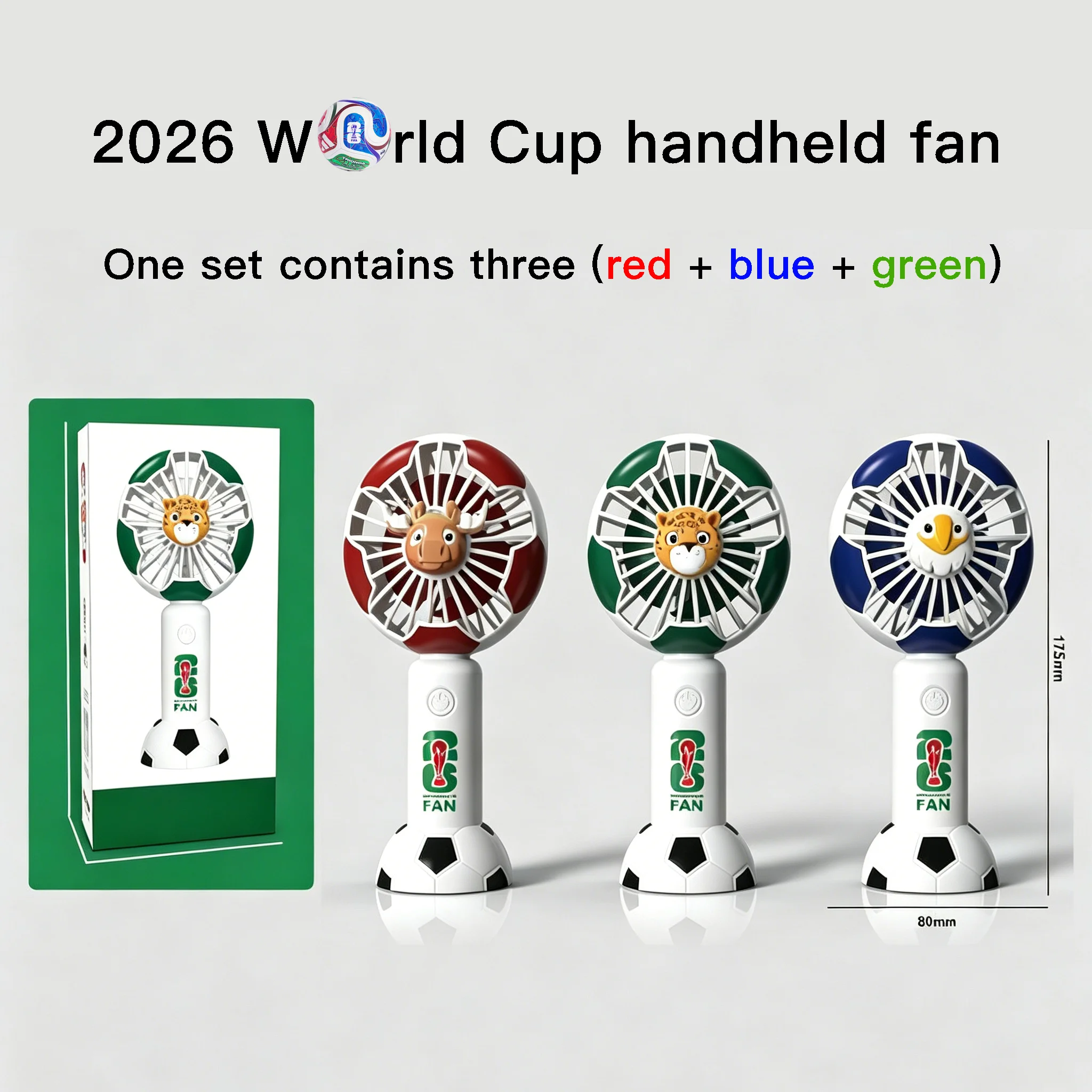 

Three fans 2026 Football handheld fan Mini Handheld Fan USB-C charging 3.6V Three wind speeds fan cheering props