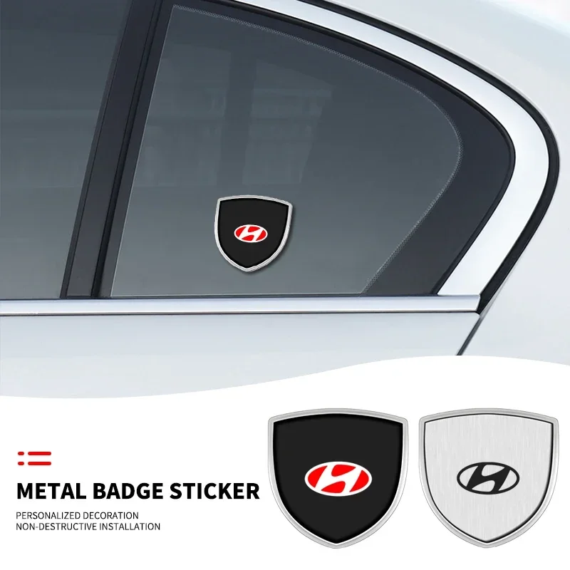 3D Metal Shield Emblem Car Window Body Side Badge Stickers For Hyundai Tucson IX35 I30 I20 Kona Coupe Veloster I40 Getz