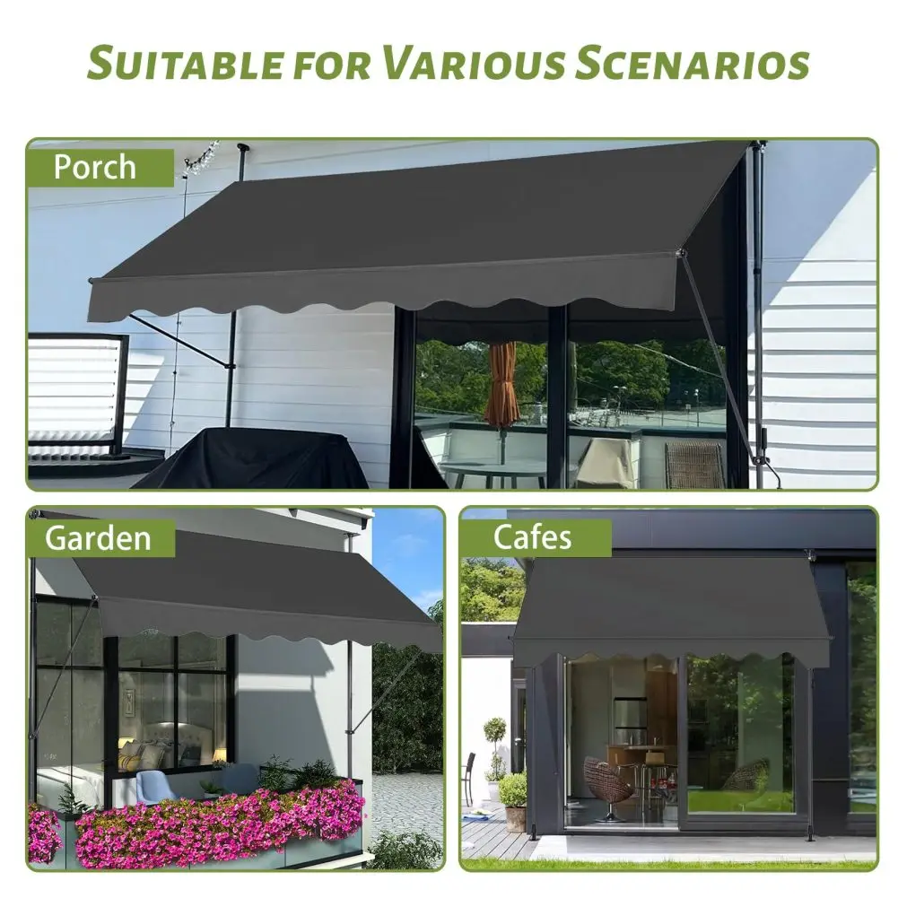 

Manual Retractable Awning for Patio Waterproof 78" Non-Screw Outdoor Sun Shades for Doors Windows With UV Protection Adjustable