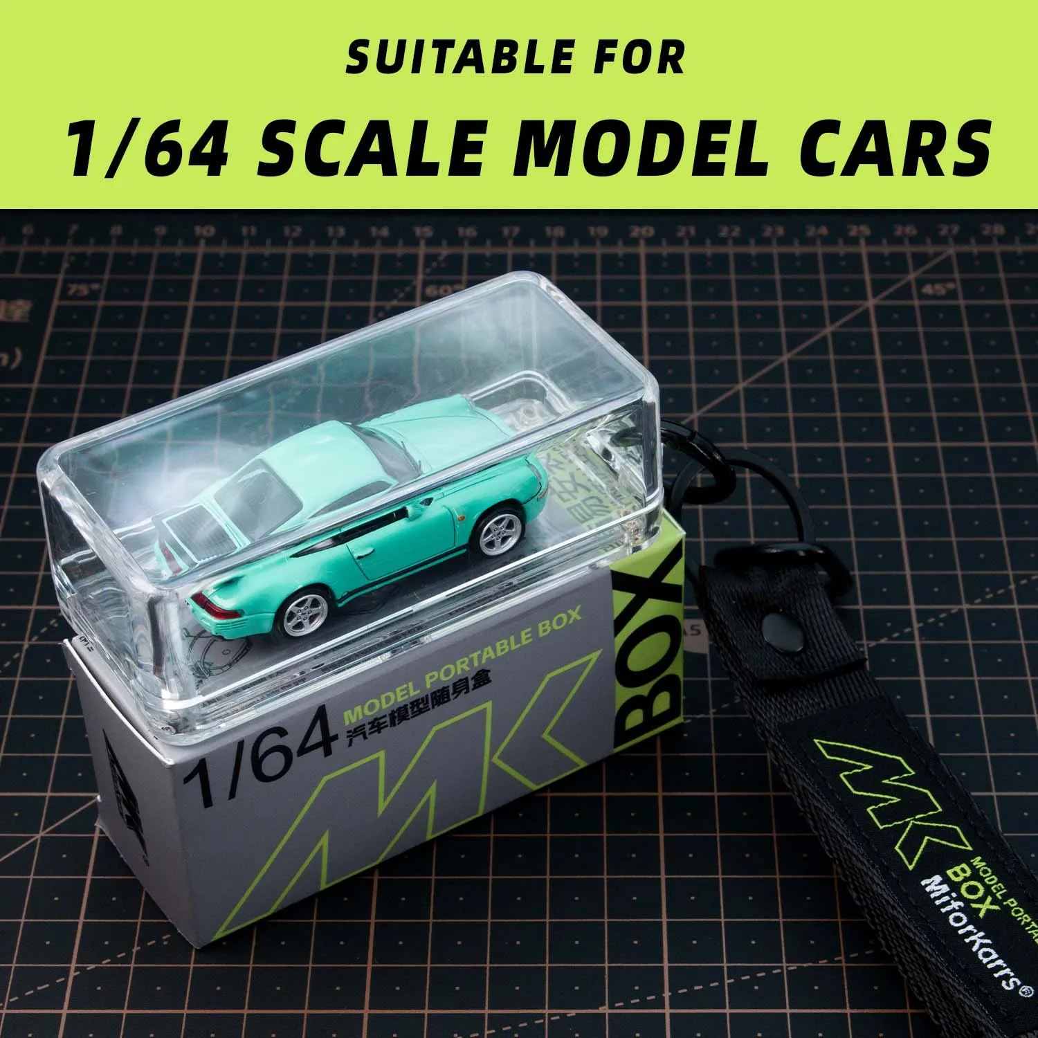 1/64 Automodell-Displaybox Modell tragbare Box kompatibel mit Hängestück, tragbare Aufbewahrungsbox und Schutzbox