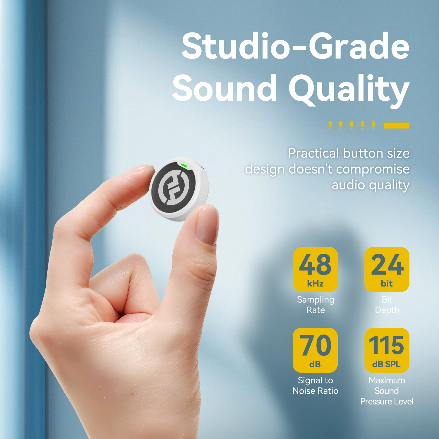 ميكروفون Hollyland LARK M2 الأبيض اللاسلكي Lavalier بمدى 300 متر 10 ساعات ميكروفون لاسلكي لمدونات الفيديو والبث المباشر