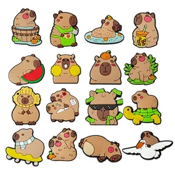 Cute Animals Capybara Shoe Charms Pin for Crocs Accessories Charms Clogs Bubble Slides Sandals PVC Shoe Decorations Kids Gifts
