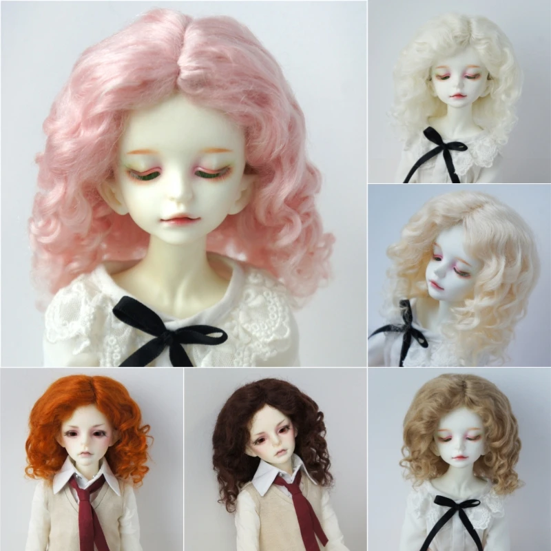 JD039  Mid parting French Curl Mohair Doll Wigs 1/12 1/8 1/6 1/4 1/3 Lati White & Yellow OB11 YOSD MSD SD Doll Accessories