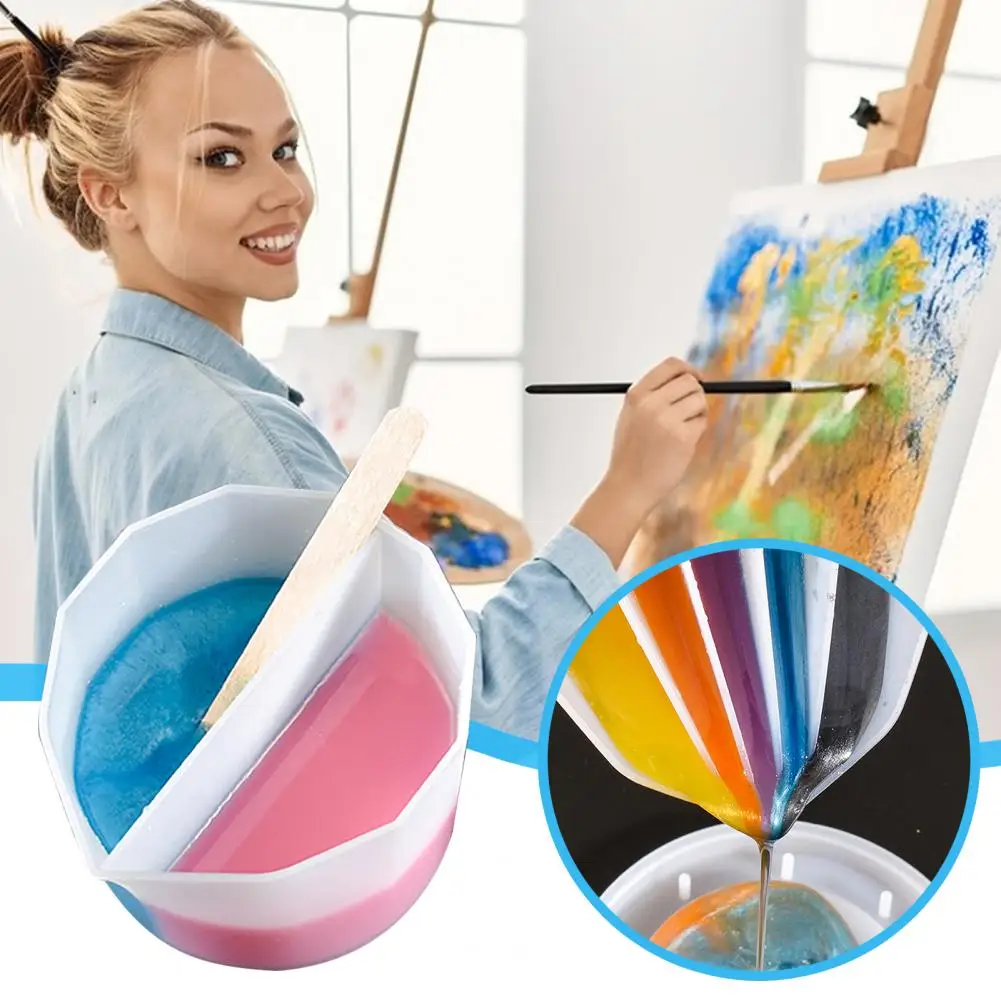 4Pcs Silikonowy kubek do mieszania kolorów z żywicą pigmentową w płynie Wielokomorowy kubek do mieszania płynów z żywicy artystycznej