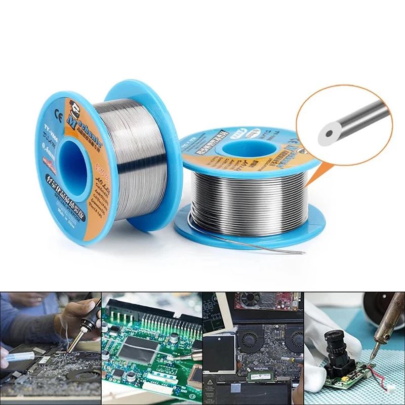 Thợ Cơ Khí 40G/0.2/0.3/0.4/0.5/0.6/0.8Mm 63/37 Nhựa Thông Core Uy Tín dẫn 183 ℃ Nóng Chảy Hàn Dây Hàn Thông Lượng 1.0-3.0% Sắt Dây Cuộn Cáp