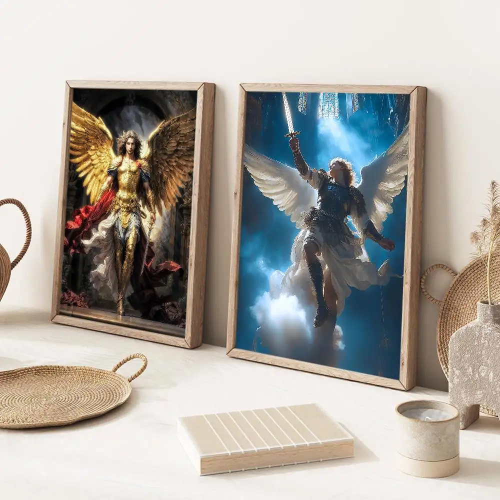 الملائكة المقدسة مايكل ملصق جدار قماش اللوحة لنادي غرفة المعيشة ديكور المنزل #4