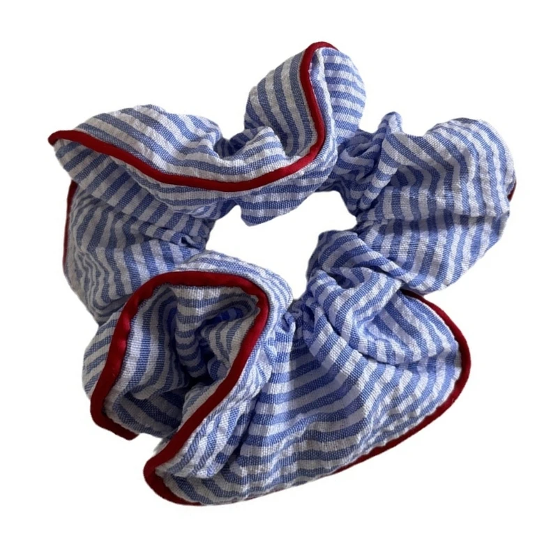 Rambut Bergaris Scrunchy French Ruffle Elastic Scrunchies Semua Ikat Rambut Cocok