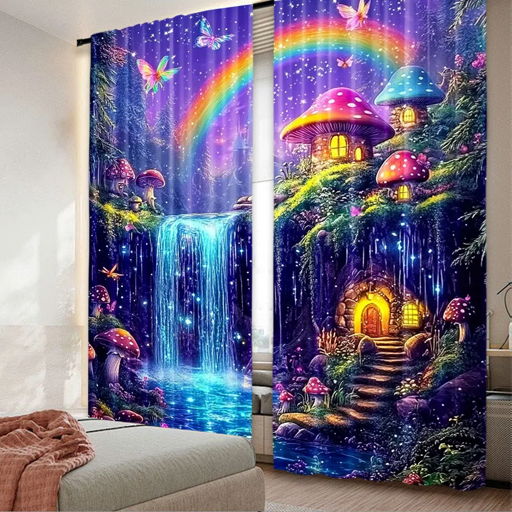 2Pcs Forest Waterfall Curtain For Bedroom Wall Hanging For Bedroom And Living Room Fantasy Many Other Occasions