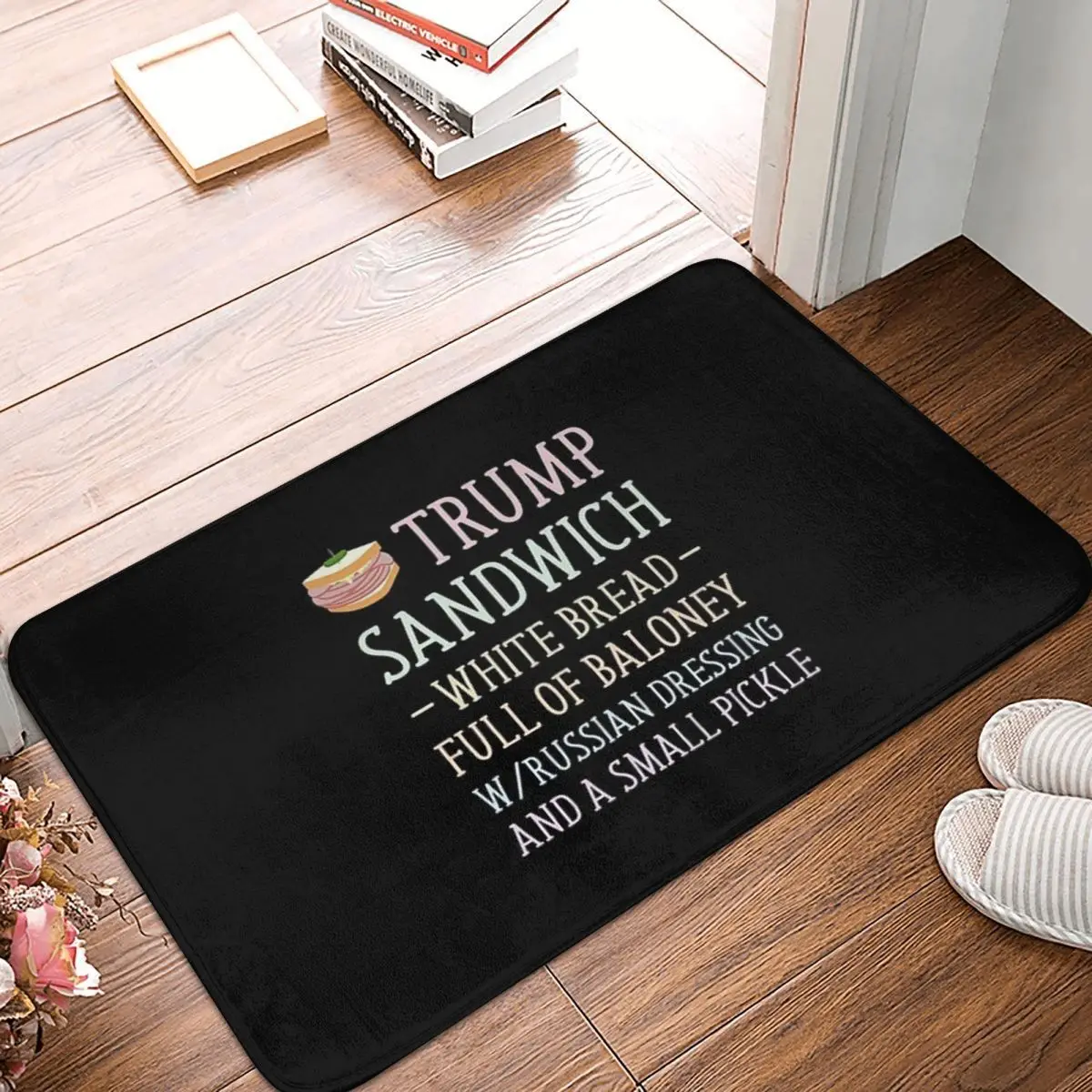 Anti Trump Sandwich Sign Funny Trump 2024 Facecloth Non-Slip Floor Mat EmbroidererThick And Comfortable, Durable Foot Mats