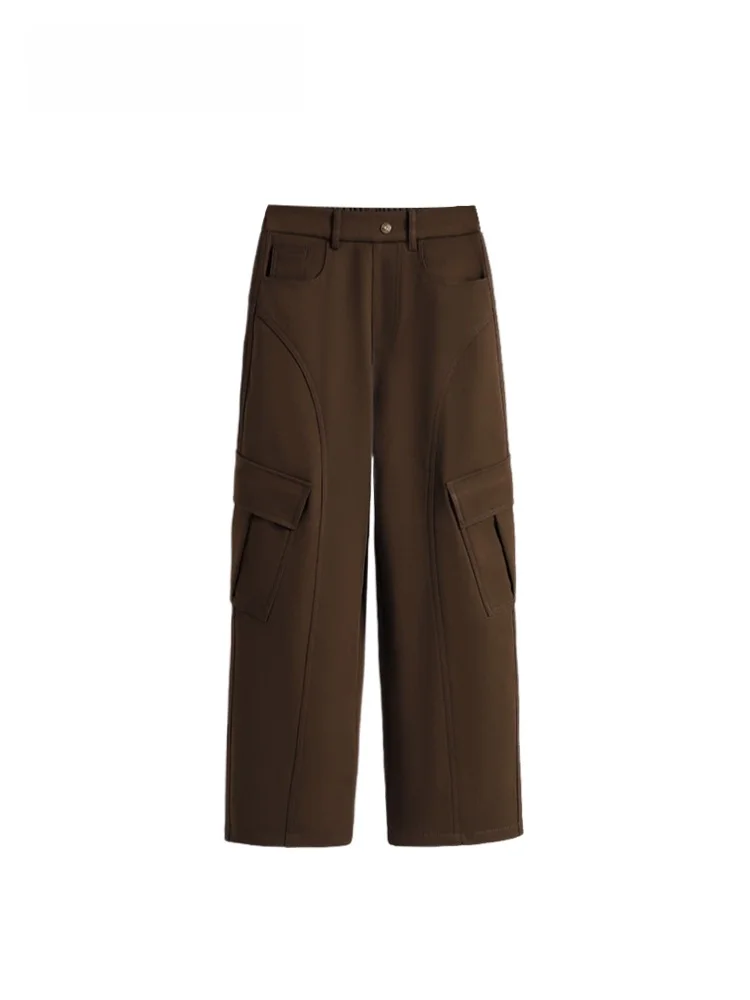 

High Waist Fce Lined Work Trousers for Women plus Size Sli All-Match Pants Korean Sle Cotton Polyester Blend