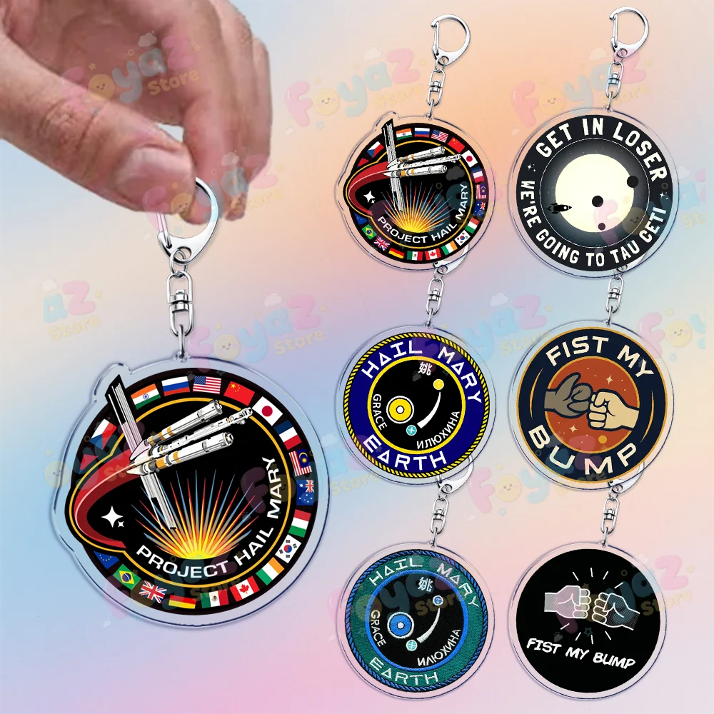 Project Hail Mary Mission Crest Keychain for Accessories Bag Charm Rocky Space Andy Weir Warning Astrophage Keyring Fans Gifts