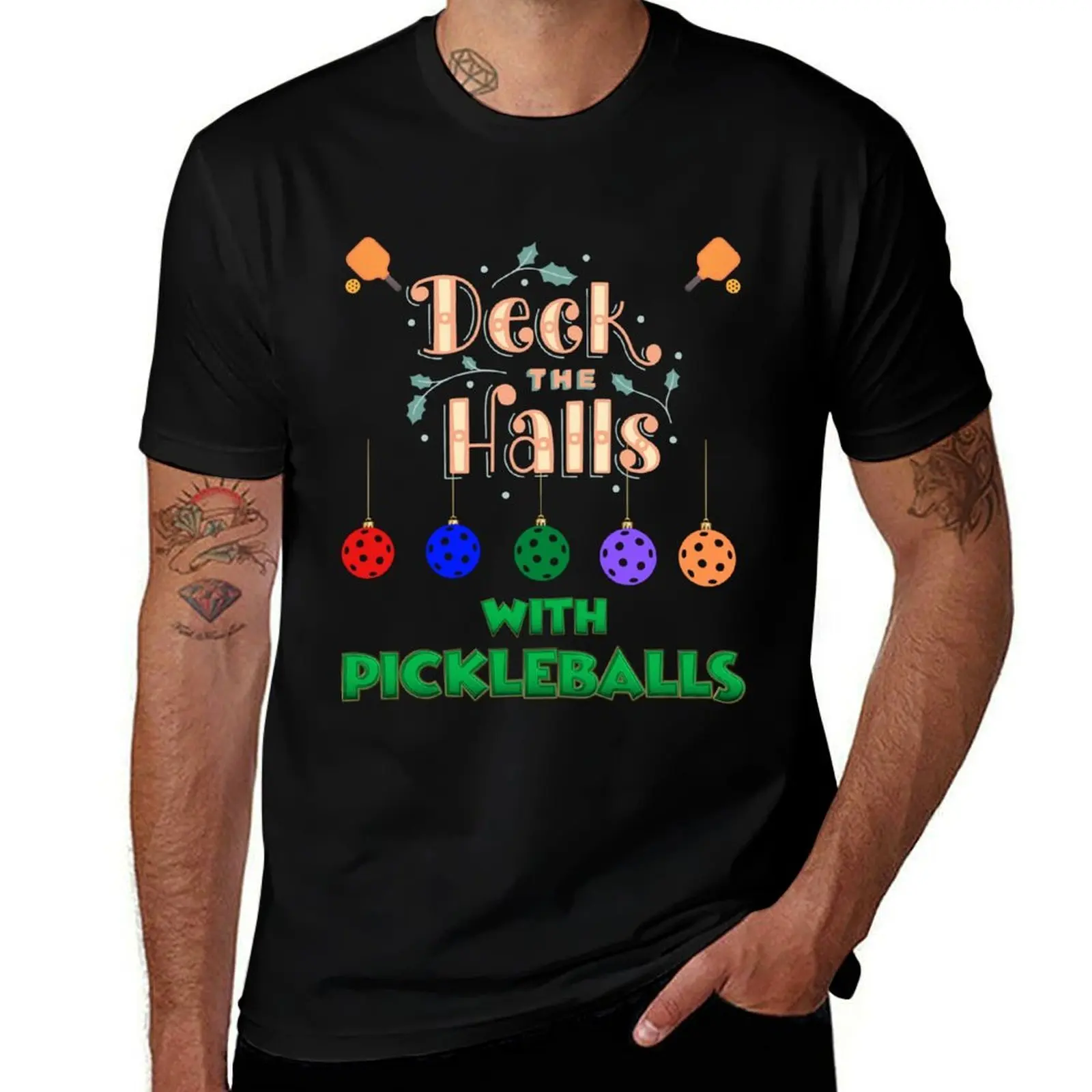 Deck The Halls With Pickleballs, Pickleball, Pickleball Player, Pickleball Christmas, Pickleball Paddle, funny picklebal T-Shirt
