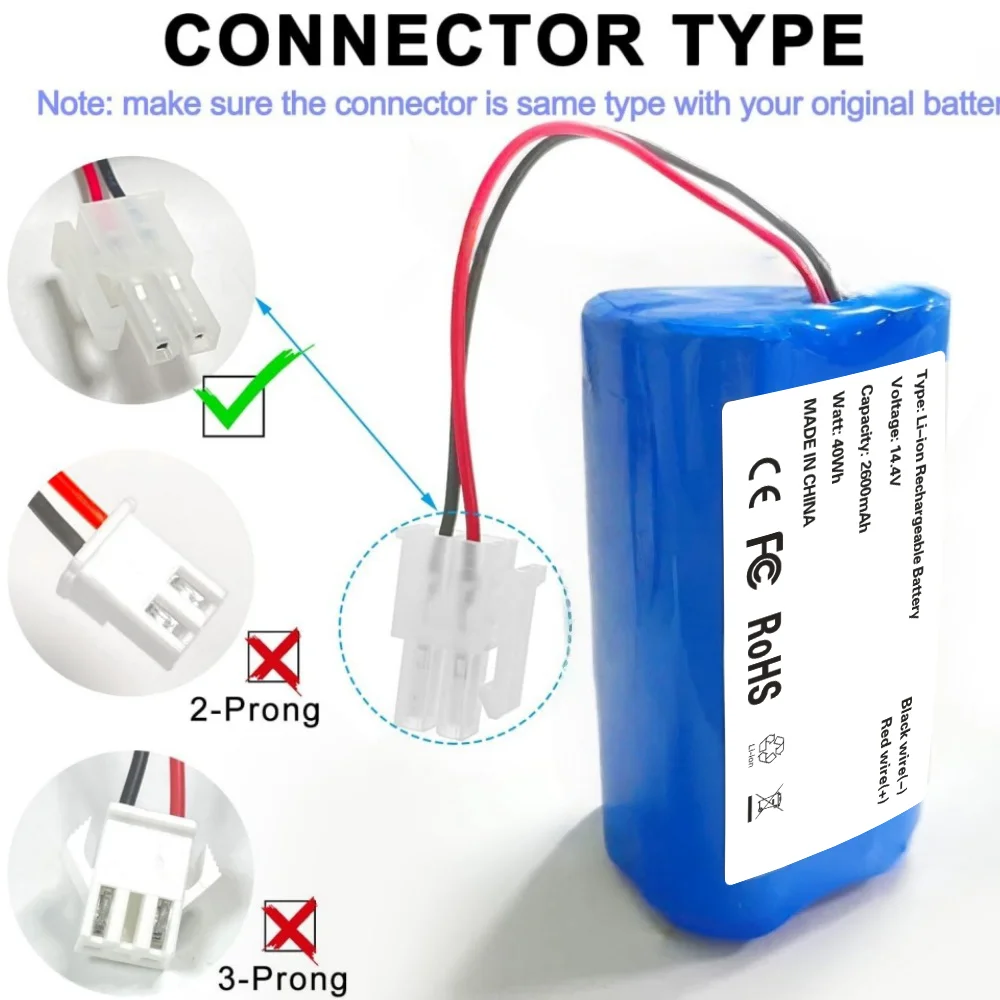 3500mAh 14.8V Replacement Battery for Dibea D960 GT200 GT9 V750 V780 V780s V870 for Ecovacs 4ICR19/65 BL7402AP Robot Vacuum Clea