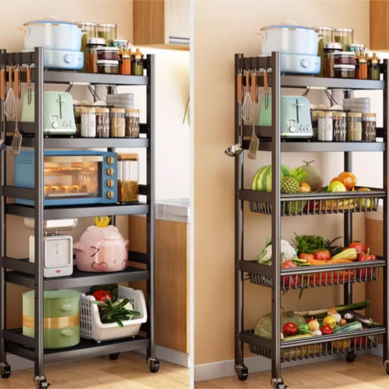 Kitchen Shelf Household Vegetable Shelf Microwave Oven Fruit Storage Basket Removable Pot Rack Vegetable Basket