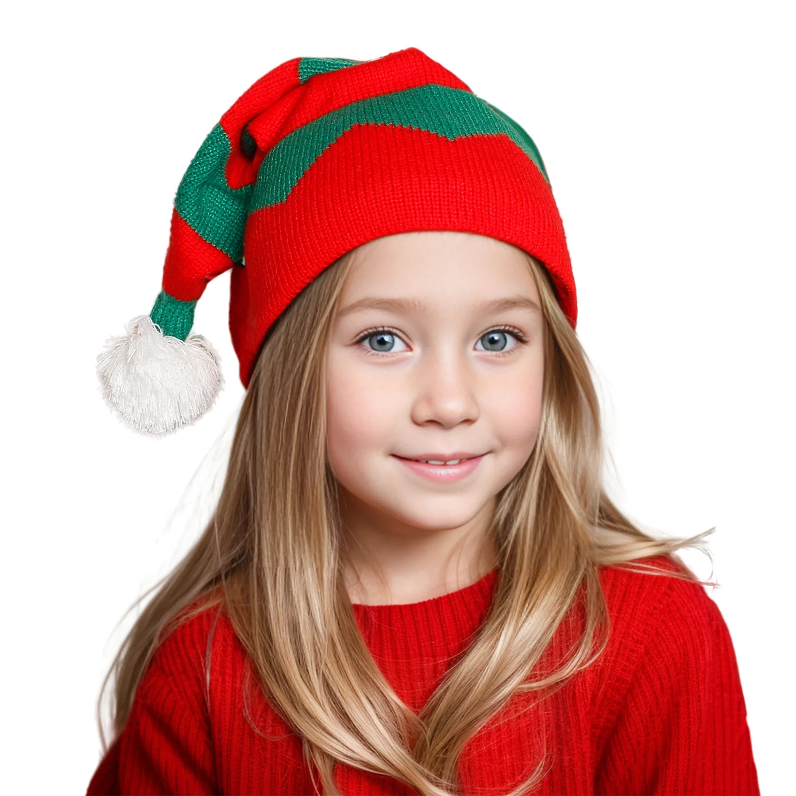 

2pc/set Mother Kid Christmas Knitted Hat Adult Child Winter Red Green Beanie Girl Boy Xmas Crochet Bonnet Mama Baby Santa Bonnet