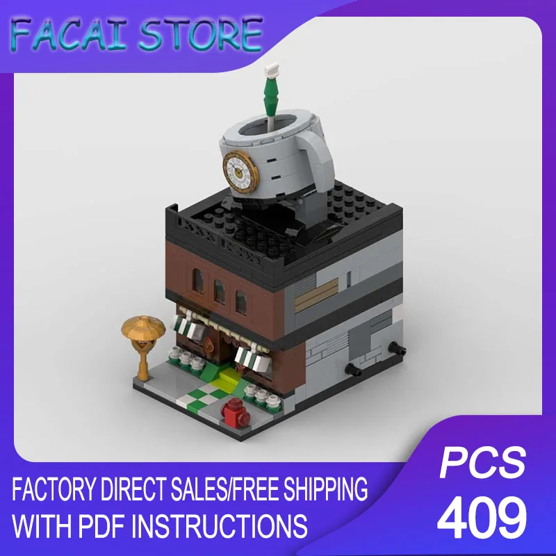 

City Street View Moc Building Bricks Modular Mini Coffee House Model Technology Blocks Christmas DIY Toy Construction Gifts