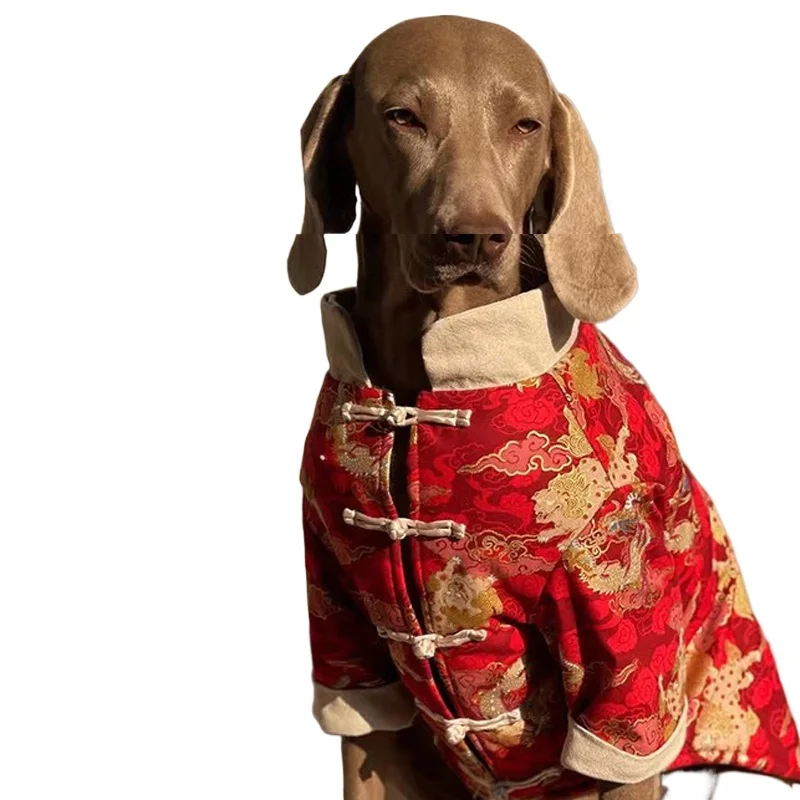 

Китайский Новый год, одежда для больших собак, костюм Тан, Cheongsam, золотистый ретривер, хаски, лабрадор, бордер-колли, одежда для домашних животных, пальто