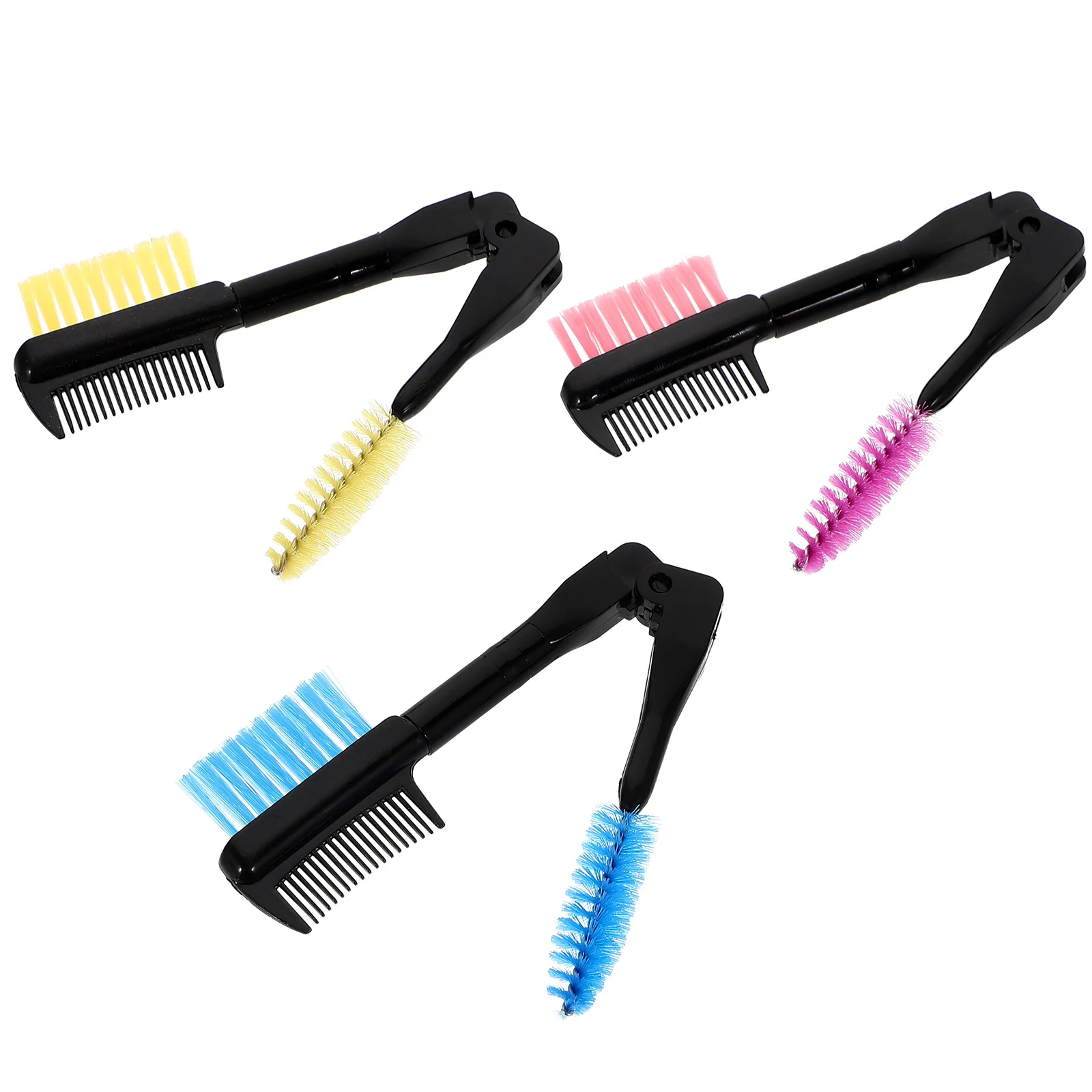 Peine para cejas plegable, rizador de pestañas de doble cabeza, herramienta de cuidado de cejas duradera portátil, cepillo de moda para mujeres y niñas, 3 uds.