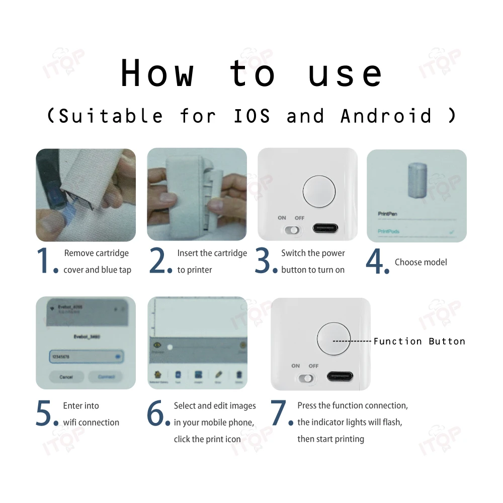 STLF JW ミニプリントペン ハンドヘルドミニラベルタトゥープリンター ワイヤレスポータブルプリンター