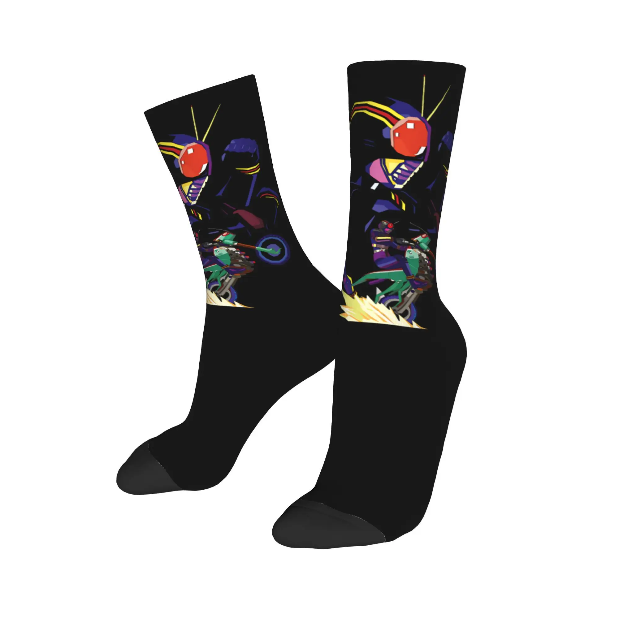 Kamen Rider Black  Middle Socks for Women Men All Seasons  Comfortable Crew Socks Sweat Absorbing