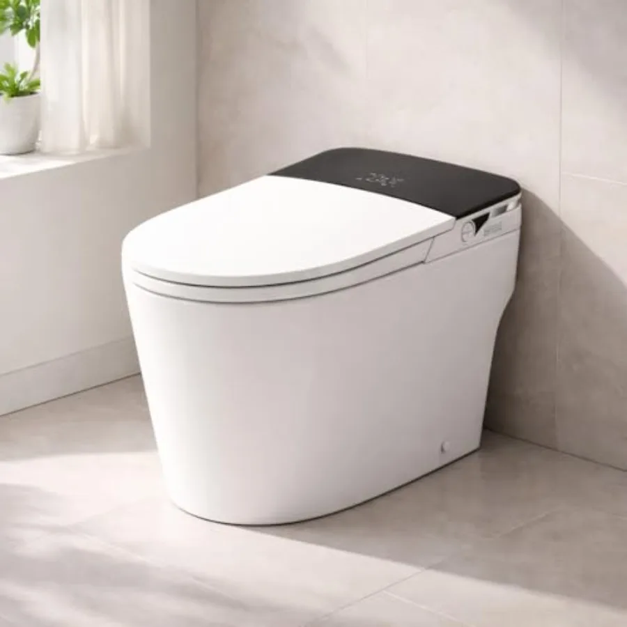 

Smart toilet for home use, ABS plastic, black, bidet wash with heated seat and auto flush