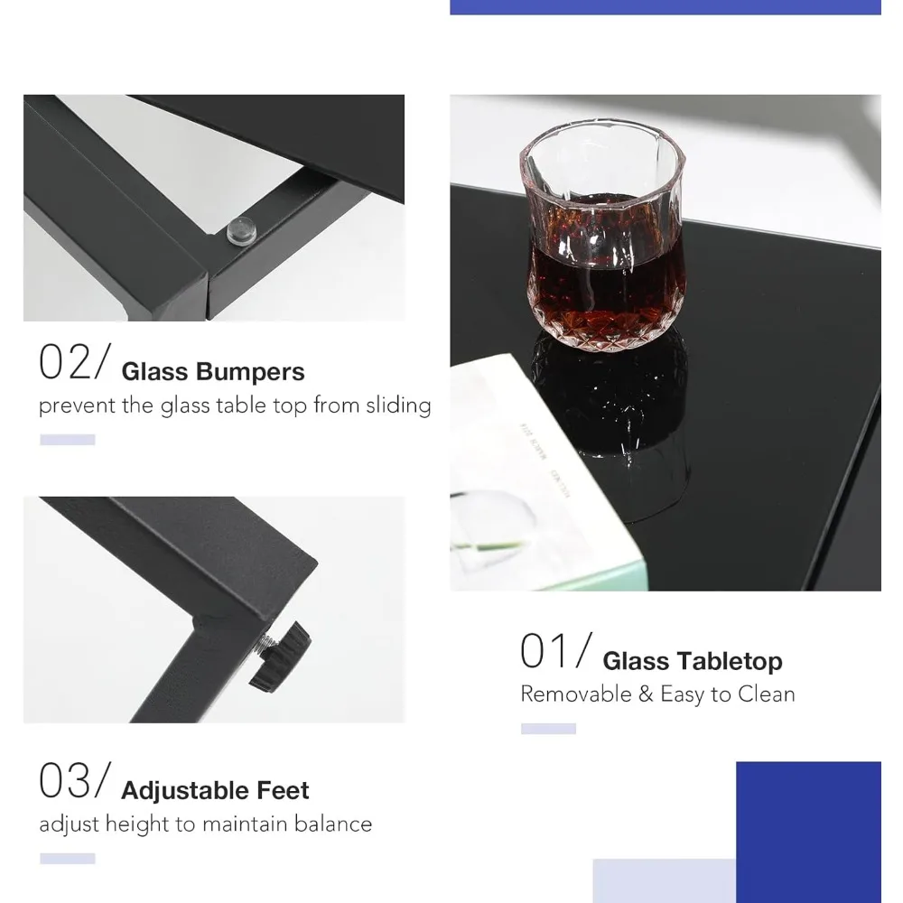 4 Piece Patio Furniture Set, Outdoor Wicker Bistro Set, All-Weather Black PE Rattan Conversation Set w/Coffee Table