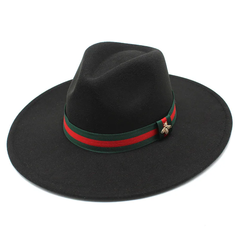 

Cross Border AliExpress Men S Lady Couple Flat Brim Broad Brimmed Hat Autumn And Winter Wool Top Hat Jazz Gentlemen S Hat