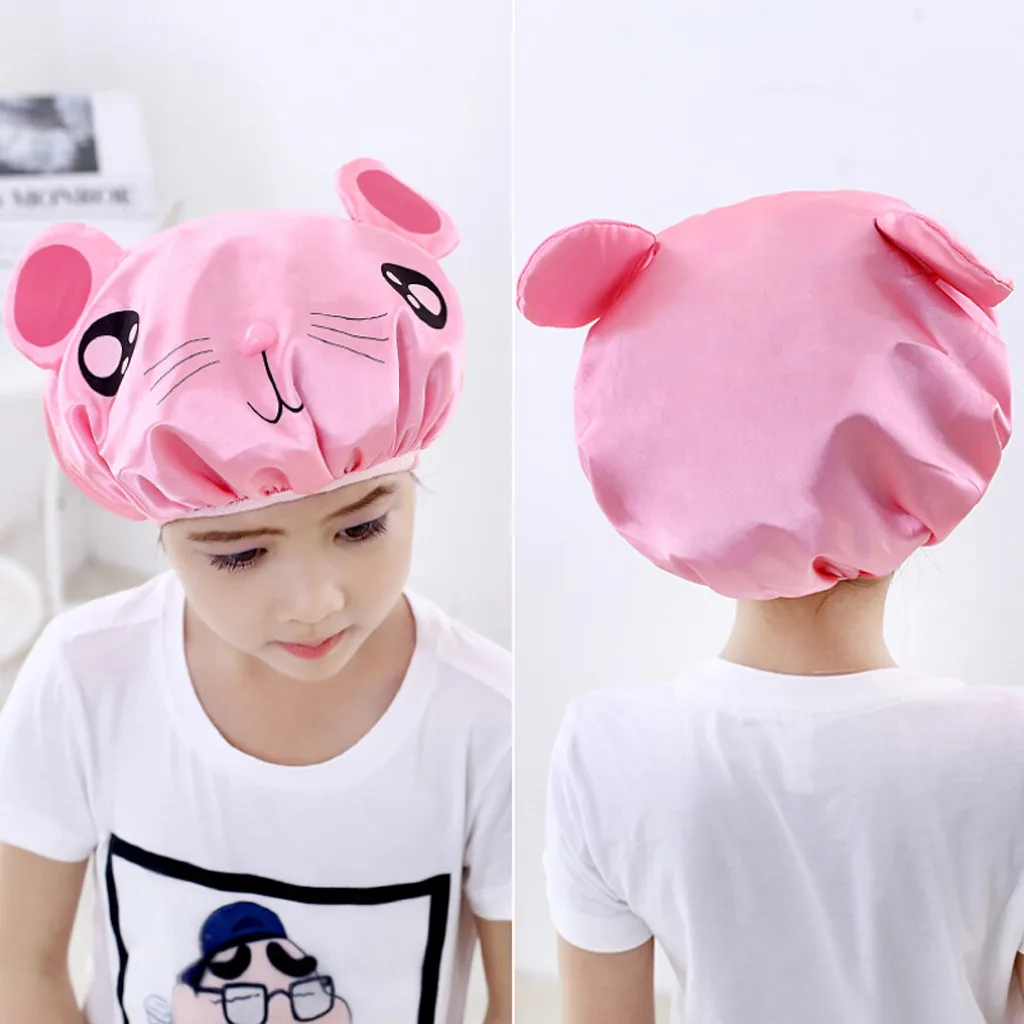 Double-layer Children Cartoon Waterproof Shower Cap Cute Baby Bath Cap