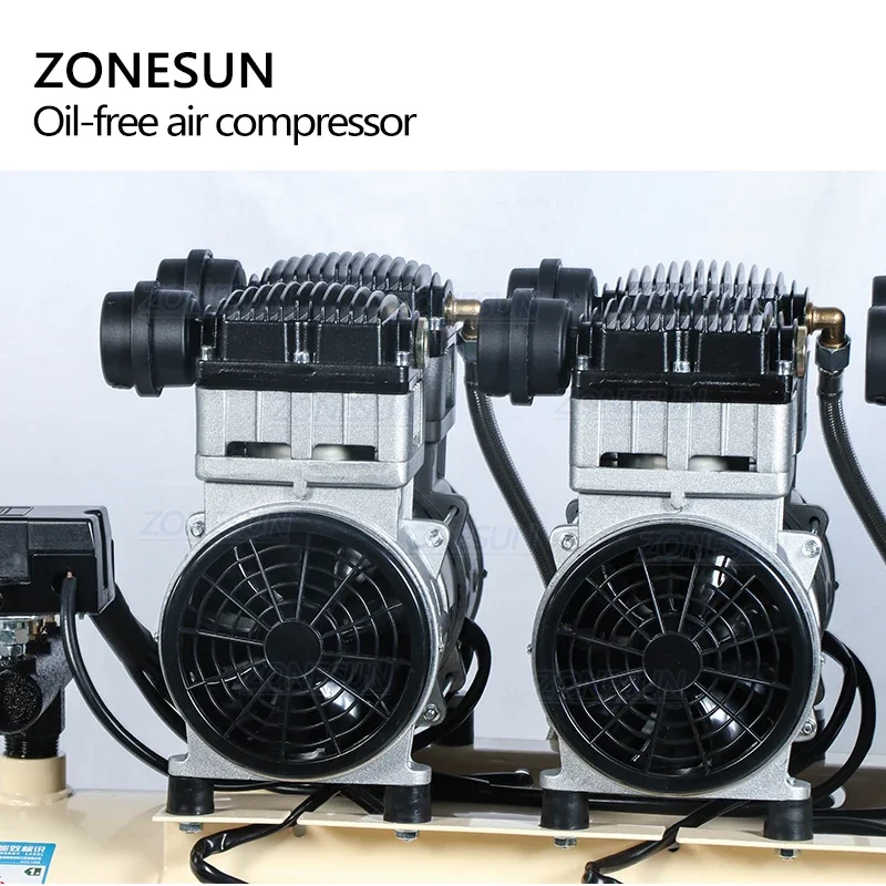 ZONESUN ZS-AC160L Powerful Pure Copper Piston Type Mute Dental Woodworking Piant Portable Air Pump Oil-Free Air Compressor